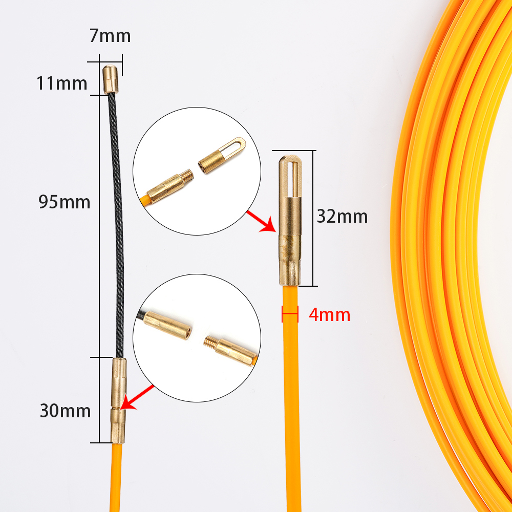 4MM 5/15/20/25/30M Fiberglass Cable Puller Fish Tape Reel Conduit ...