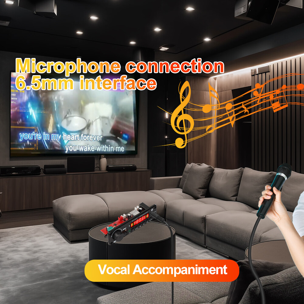 HLINKEY 2*75W Khuếch Đại Bluetooth Bảng Giải Mã 8V-26V 6.5Mm Microphone FM Đài Phát Thanh USB TF Xe MP3 Máy Nghe Nhạc Loa điều khiển âm lượng