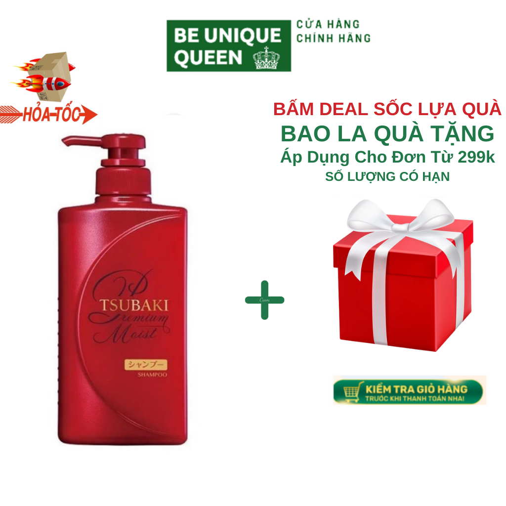 Dầu Gội Tsubaki Đỏ Dưỡng Tóc Bóng Mượt Premium Moist Shampoo 490ml