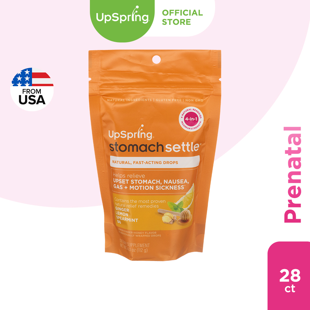 Upspring Morning SickLESS, Nausea Relief Drops, Stomach Settle Drops, LemonGinger Honey Drops