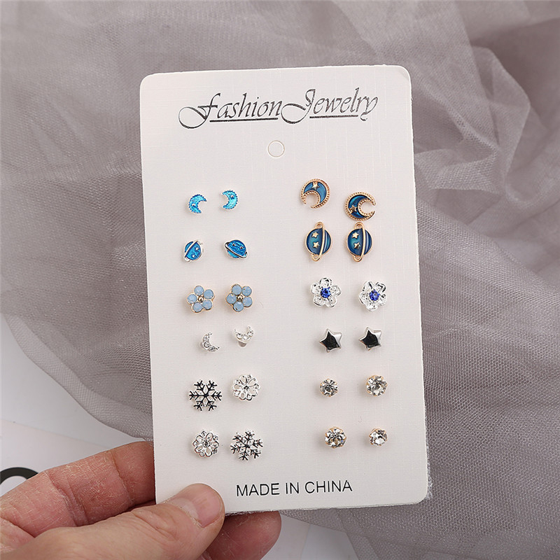 perfect%2012%20Pairs/Set%20Cute%20Multiple%20Piercing%20Stud%20Earrings%20Moon%20Star%20Planet%20Snowflake%20Rhinestone%20Jewelry%20Alloy%20Statement%20for%20Teen%20Girls%20Women%20Gifts%20-%20Image%207