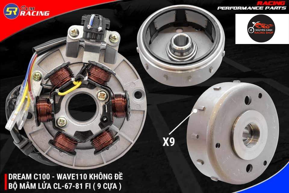Bộ lửa xe 67-81-CL-Dream không đề Fi 9 cựa vô lăng mâm lửa 6 cục