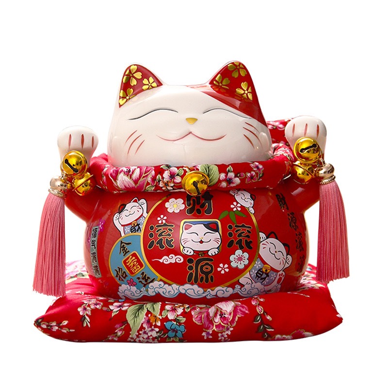 Mèo thần tài may mắn có ống heo (12x14x14cm)