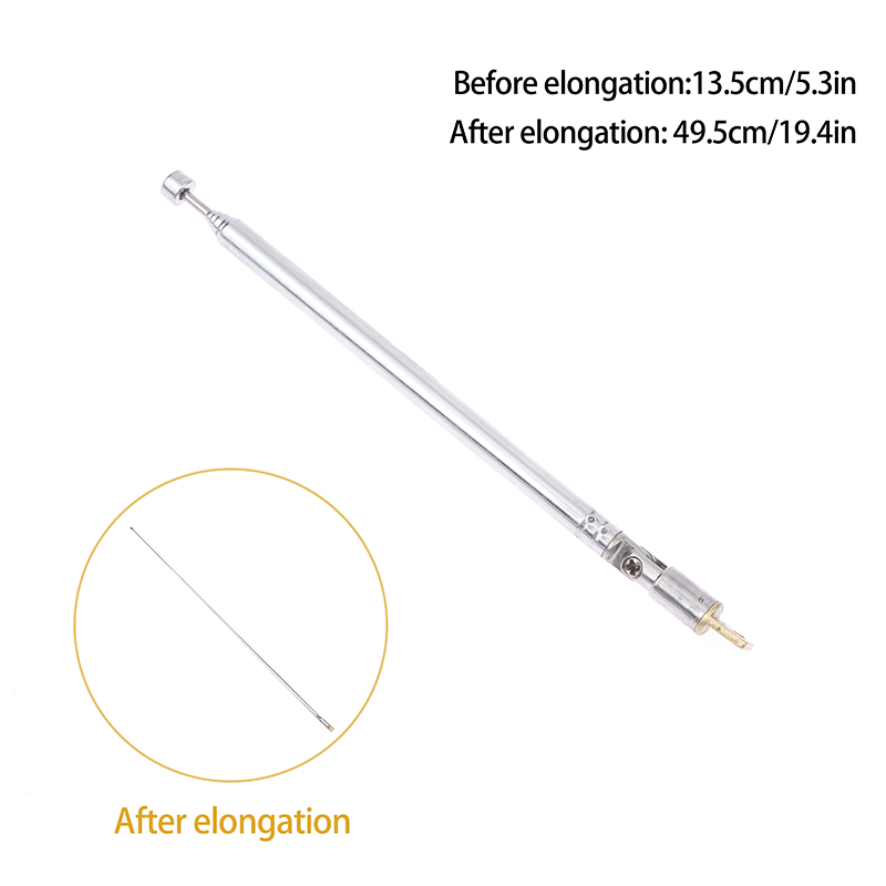 48/64cm 6 Section Metal Full-Channel Am Fm Radio Telescopic Antenna 360 ...