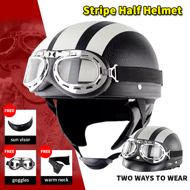 Motorcycle Lightweight Synthetic Leather Retro Harley Helmet