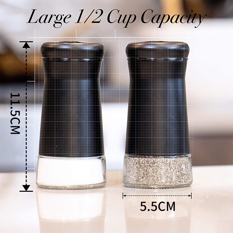 Pepper Shakers with Adjustable Pour Holes Elegant Stainless Steel Salt