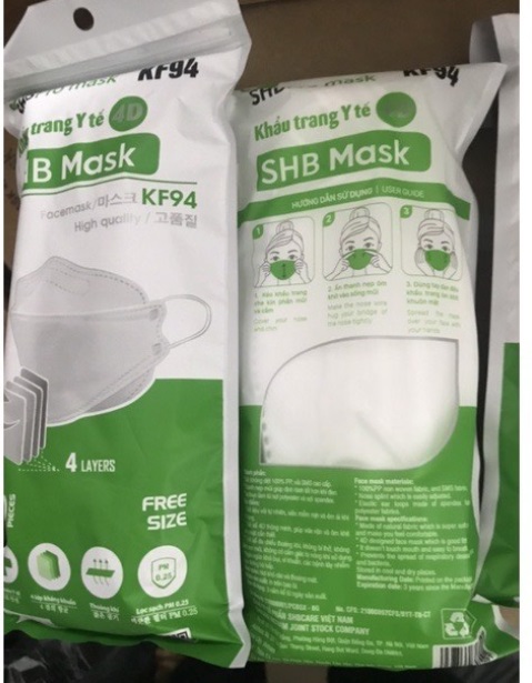 Khẩu trang y tế 4D - SHB Pro Mask KF94 [Túi 10 cái màu trắng]