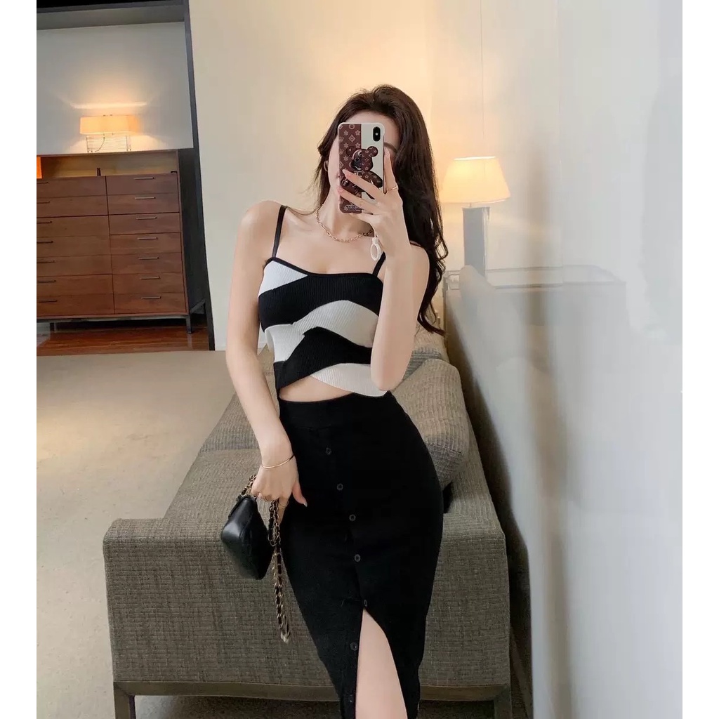 Áo bra dây mảnh kẻ sọc phong cách hàn quốc cho nữ hot hit