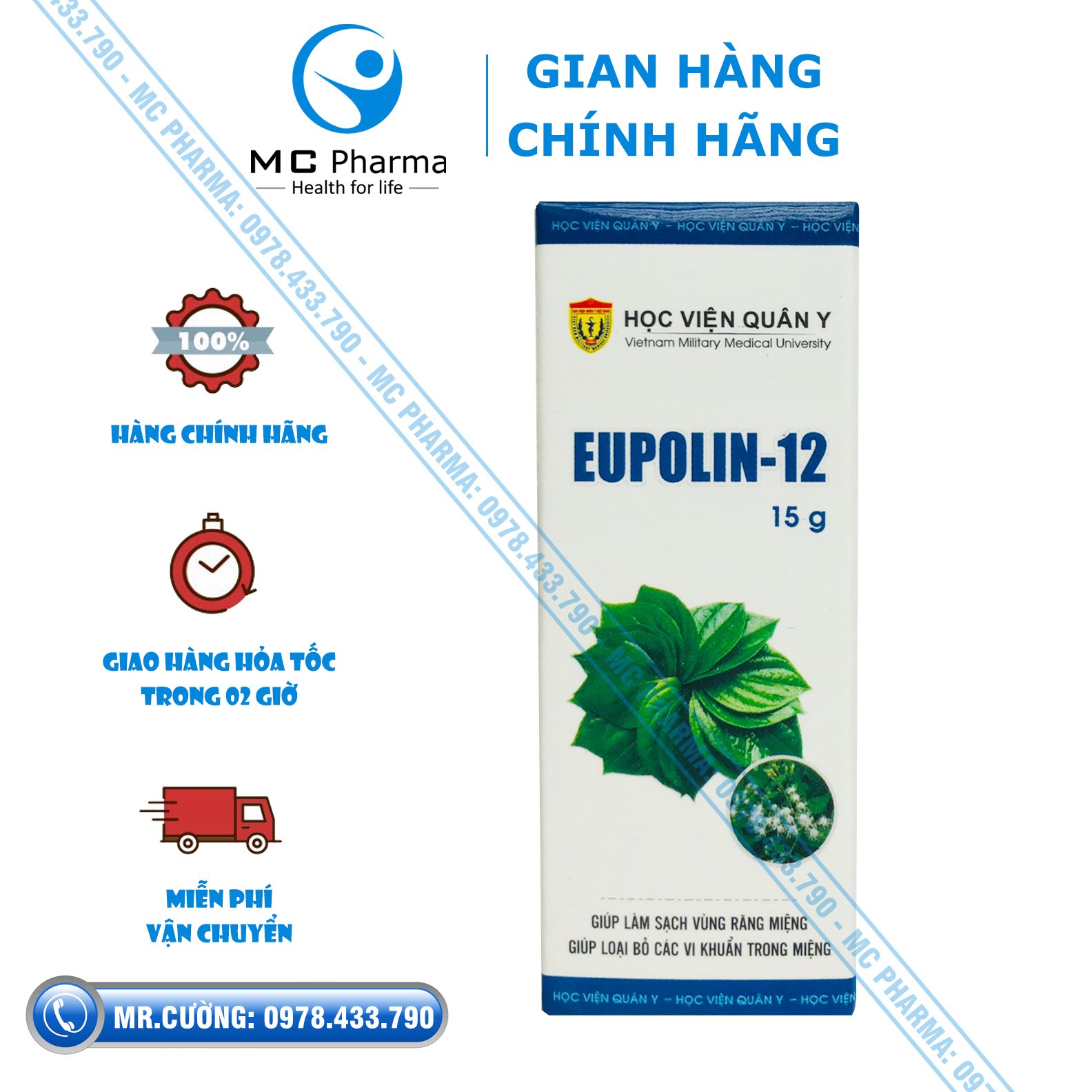{Chính Hãng} Eupolin-12 Học viện quân y {Hỗ trợ làm sạch răng miệng}