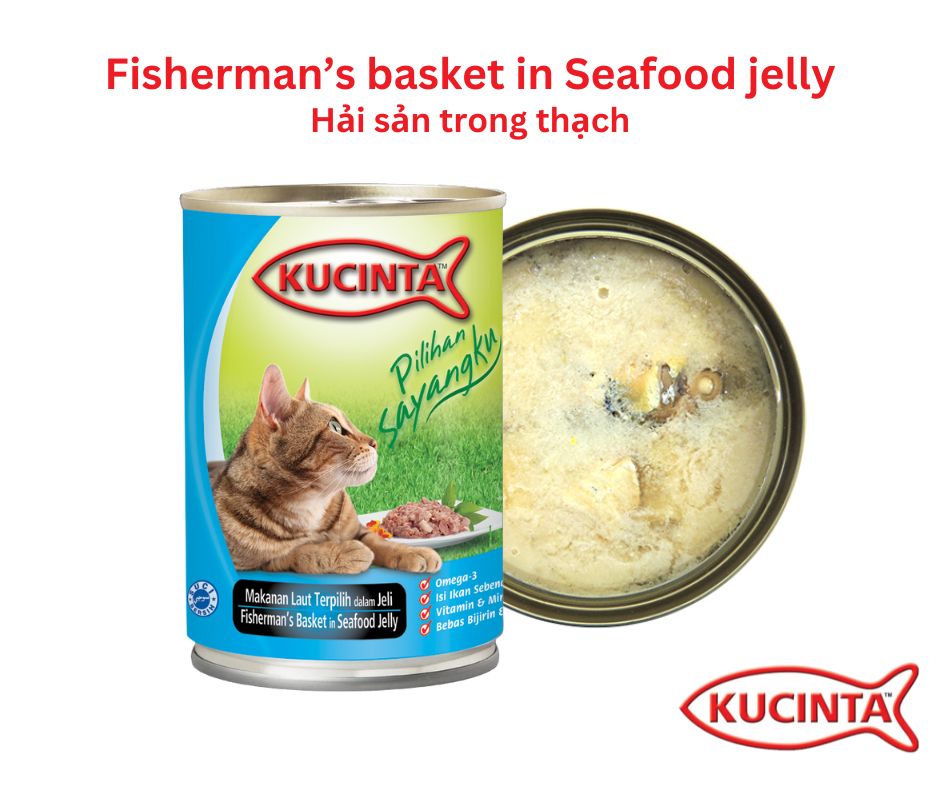 Pate cho mèo kucinta lon 400g từ thịt cá & hải sản - pate mèo nhập khẩu từ malaysia