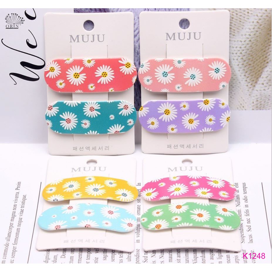 Set 2 kẹp tóc mái hoa cúc xinh xắn thời trang Orin K1248