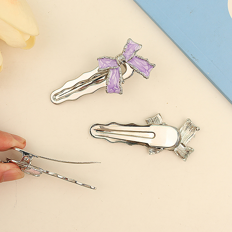 Korean Style Fashion Hair Clips Duckbill Clip Metal Bow Side Clip Bangs Clip Barrettes Girls Headwear For Women Hair Accessories ZHANGNA. 