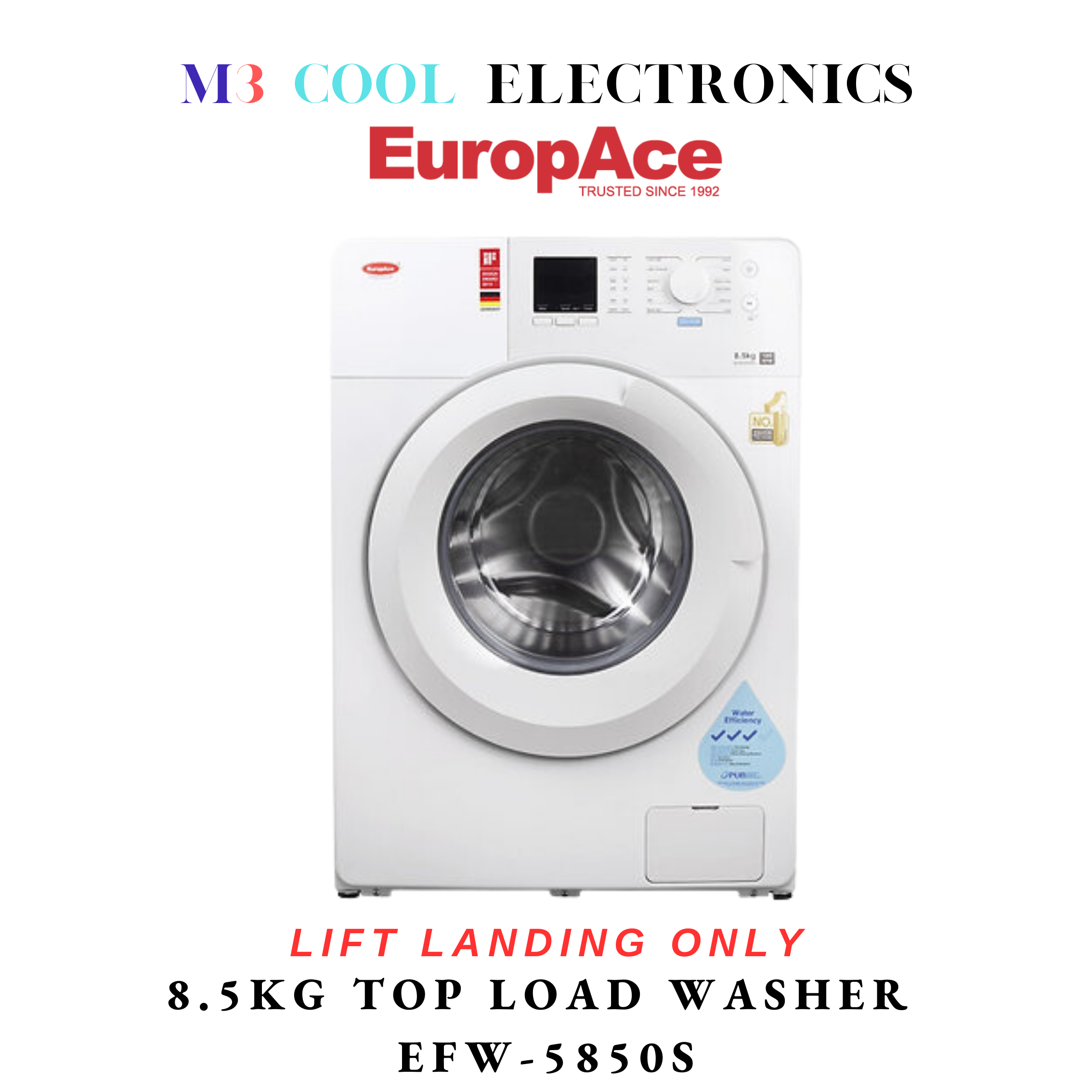 EUROPACE EFW5850S 8.5KG FRONT LOAD WASHER [WHIITE] 2 YEARS WARRANTY