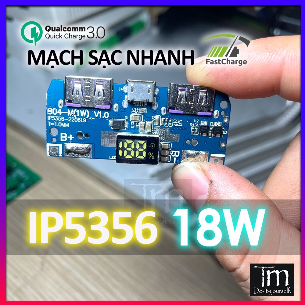 Mạch sạc dự phòng sạc nhanh qc3.0 pd3.0 ip5356 18w