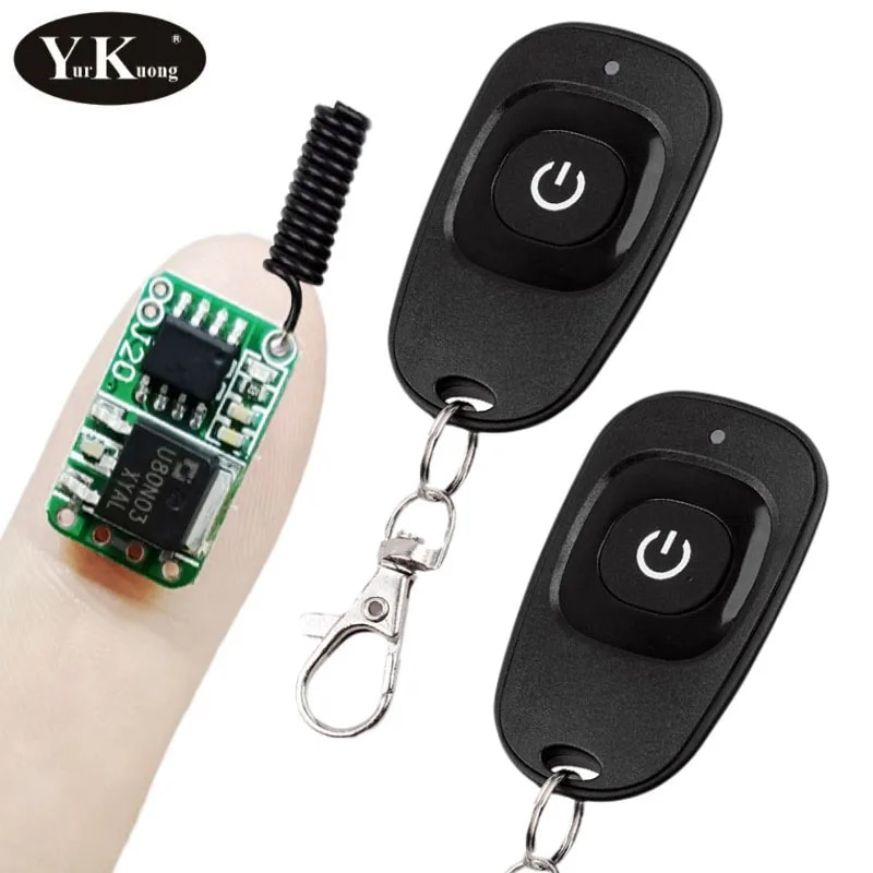 Mini mos remote control switch 3.3v 3.7v 4.2v 5v 6v 7.4v 9v 12v low standby current 0.1ma 433 gnd on off electric lock remote