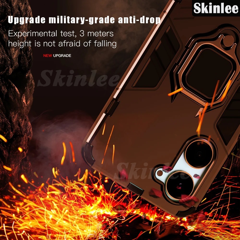 Phone case For Vivo Y18 Y03 Y28S Back cover Shockproof Armor Bumper Stand with Holder Ring Cover casing For VIVO Y28S Y18 Y03 Cover cases.