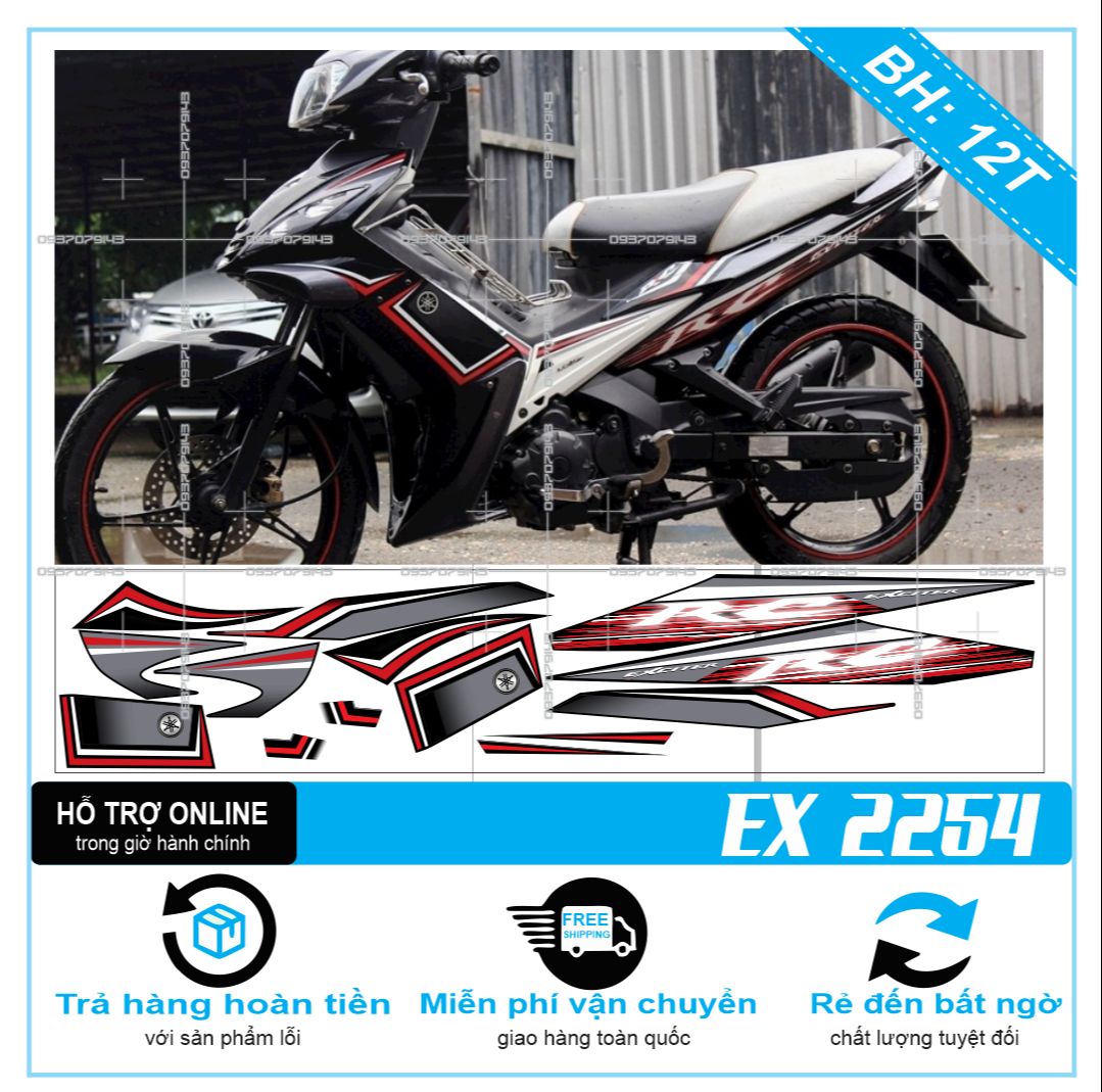 TEM XE EXCITER 2010 (TEM RỜI EX 2010) RC XÁM ĐEN 2254