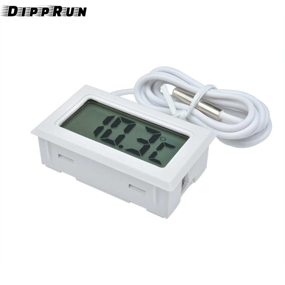 DIPPRUN FY-10 Embedded Digital Display Thermometer with 1M Wire Black Rectangular Thermometer Hygrometer Aquarium Temperature Humidity Meter
