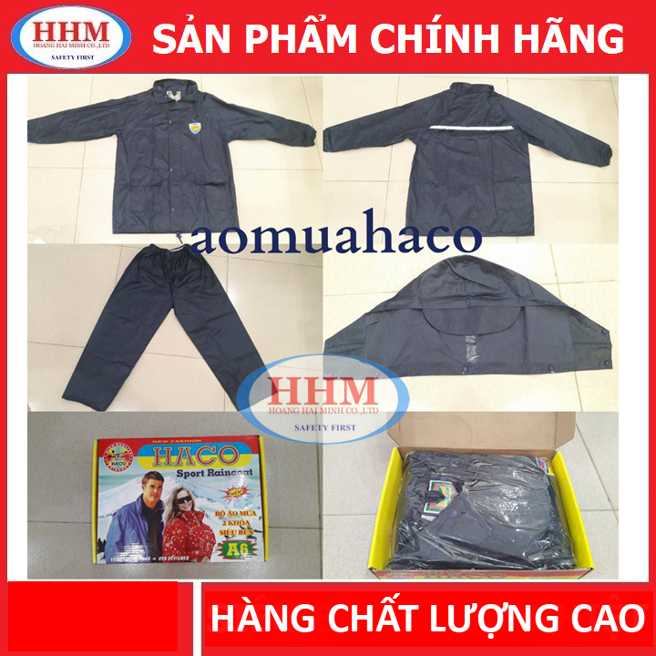 Áo mưa bộ Haco A6 loại 2 khoá kéo siêu bền