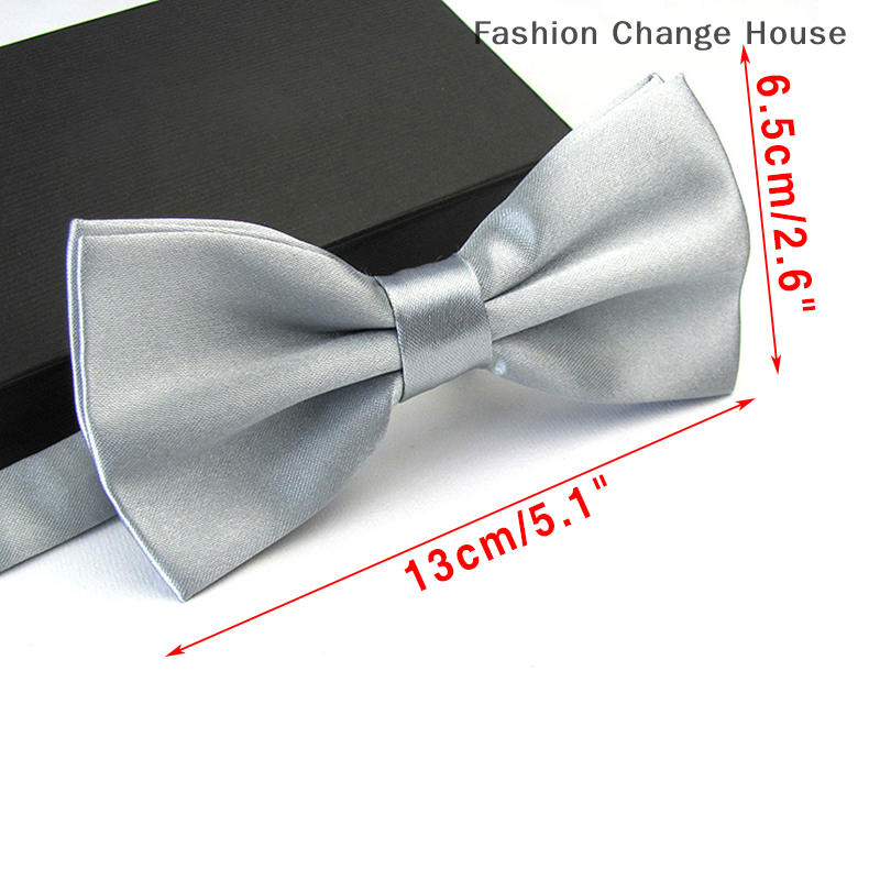Men Satin Bowtie Classic Wedding Party Bow Tie Solid Color Adjustable Necktie.
