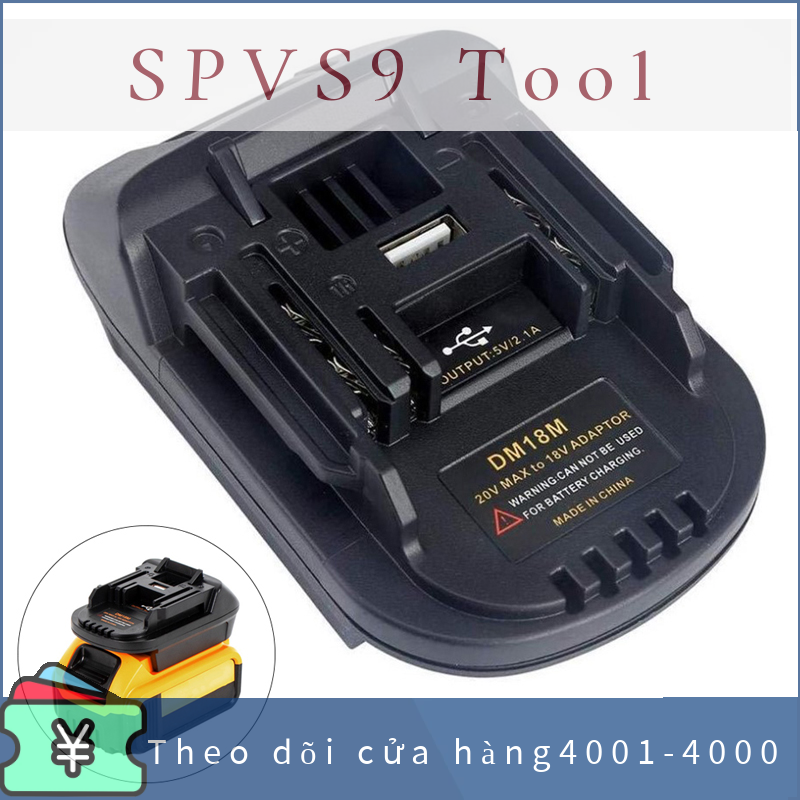 Spvs9 tool bộ chuyển đổi pin usb cho 20v dewalt dcb200 milwaukee m18 chuyển đổi sang makita 18v