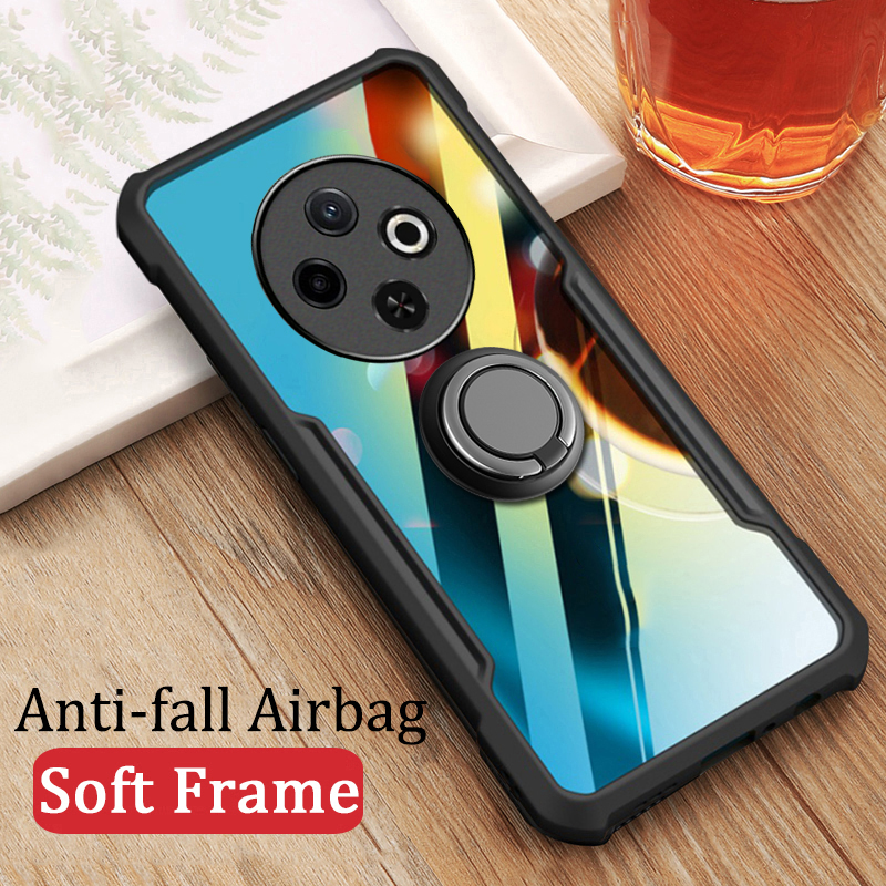 Phone case Tecno Spark 30C Hard Clear Transparent Shockproof Armor Car Adsorb Holder Ring Back Cover Tecno Spark 30C Case.