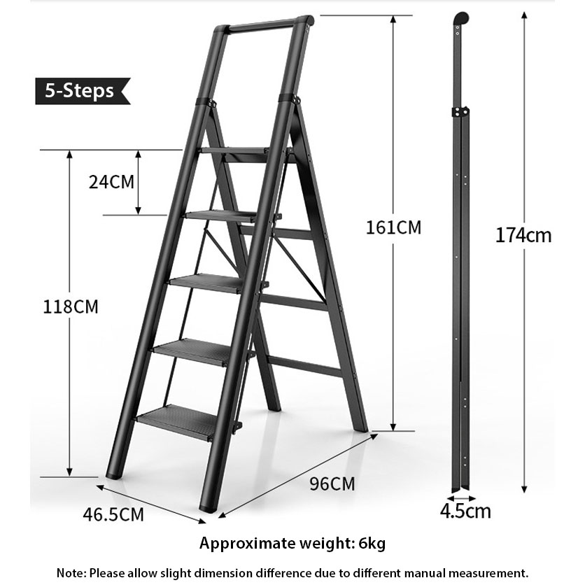 [iDS] 3/4/5 Steps Lightweight Aluminum Ladder Slim Aluminium Ladder ...