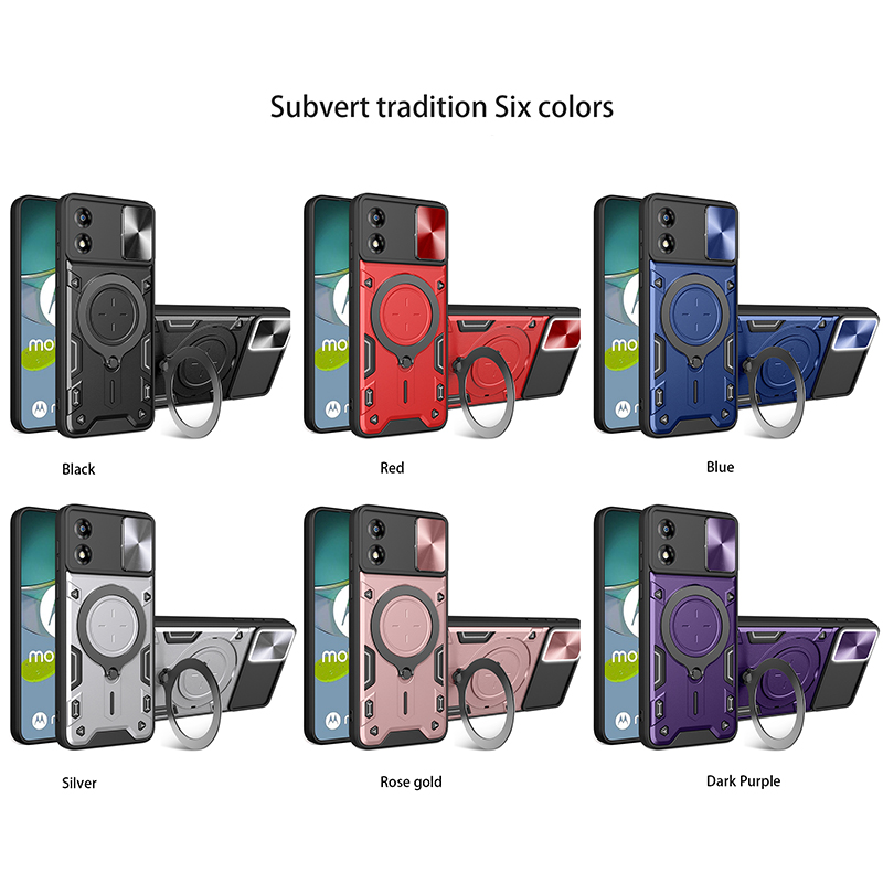 Shockproof Armor Phone Case For Moto E13 E20 E22 E22i E30 E40 Holder Casing Camera Protection Sliding Hard Back Cover New Design