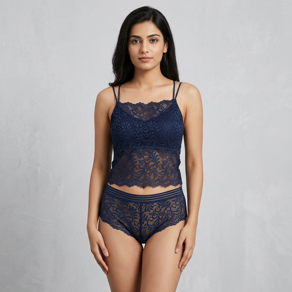 Khapsu Premium Quality Women Non Pushup Lace Style Padded Bra and Panty Set