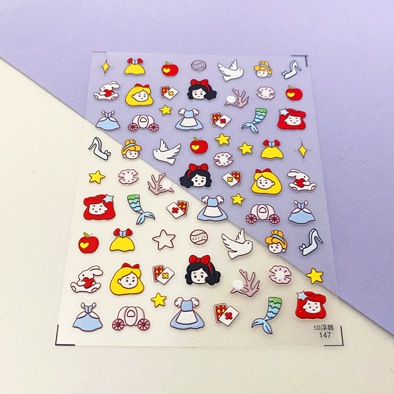 Sticker lụa nổi 5d | hoạt hình đáng yêu | hình dán móng tay 5d-