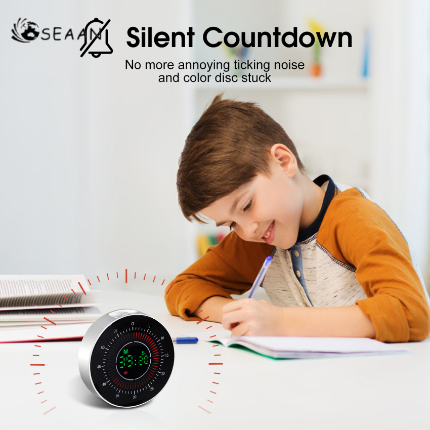 Pro Digital Rechargeable Visual Timer With 3.4 Inch Colour Screen, 60 Minutes Countdown Kitchen Timer For Children Adults, Time Management Tool For Learning Work Cooking Teaching
