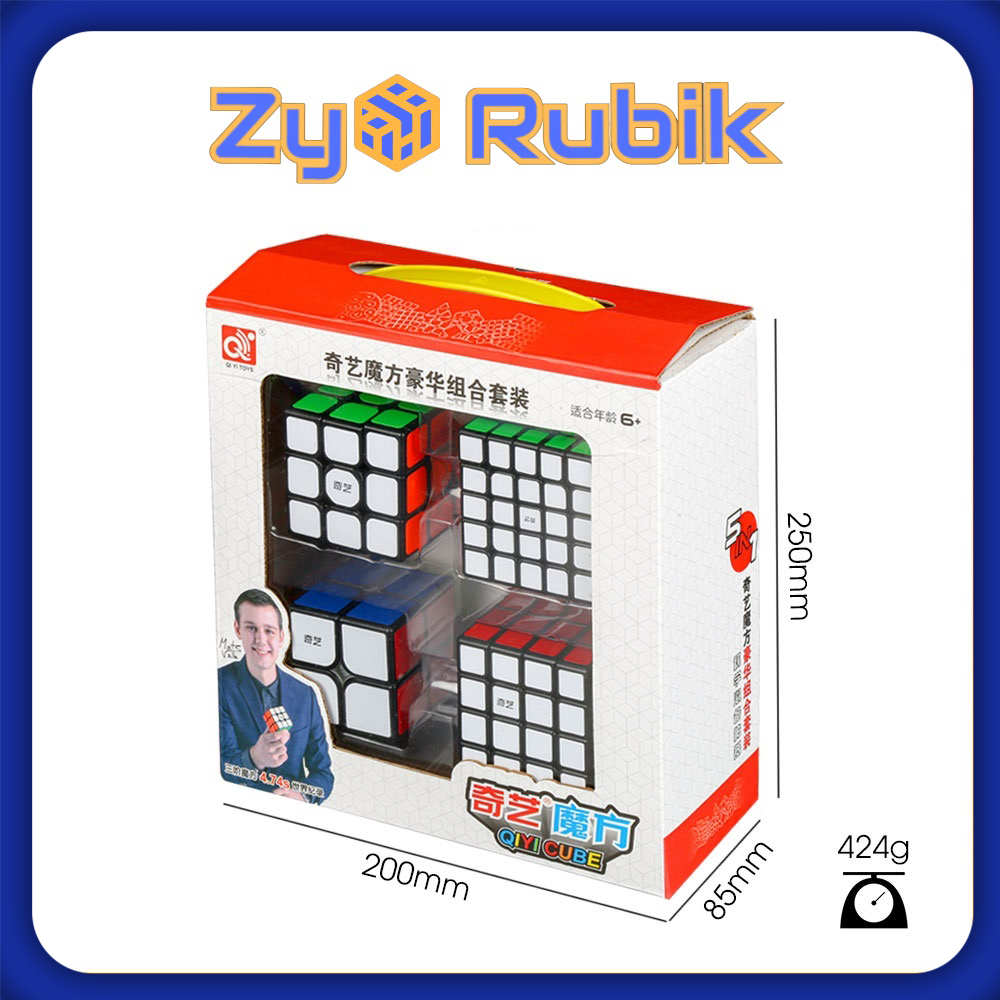 Combo 4 Rubik (Qidi 2x2,Sailing 3x3,Qiyuan 4x4, Qizheng 5x5) SET 1 QiYi Gift Box - ZyO Rubik
