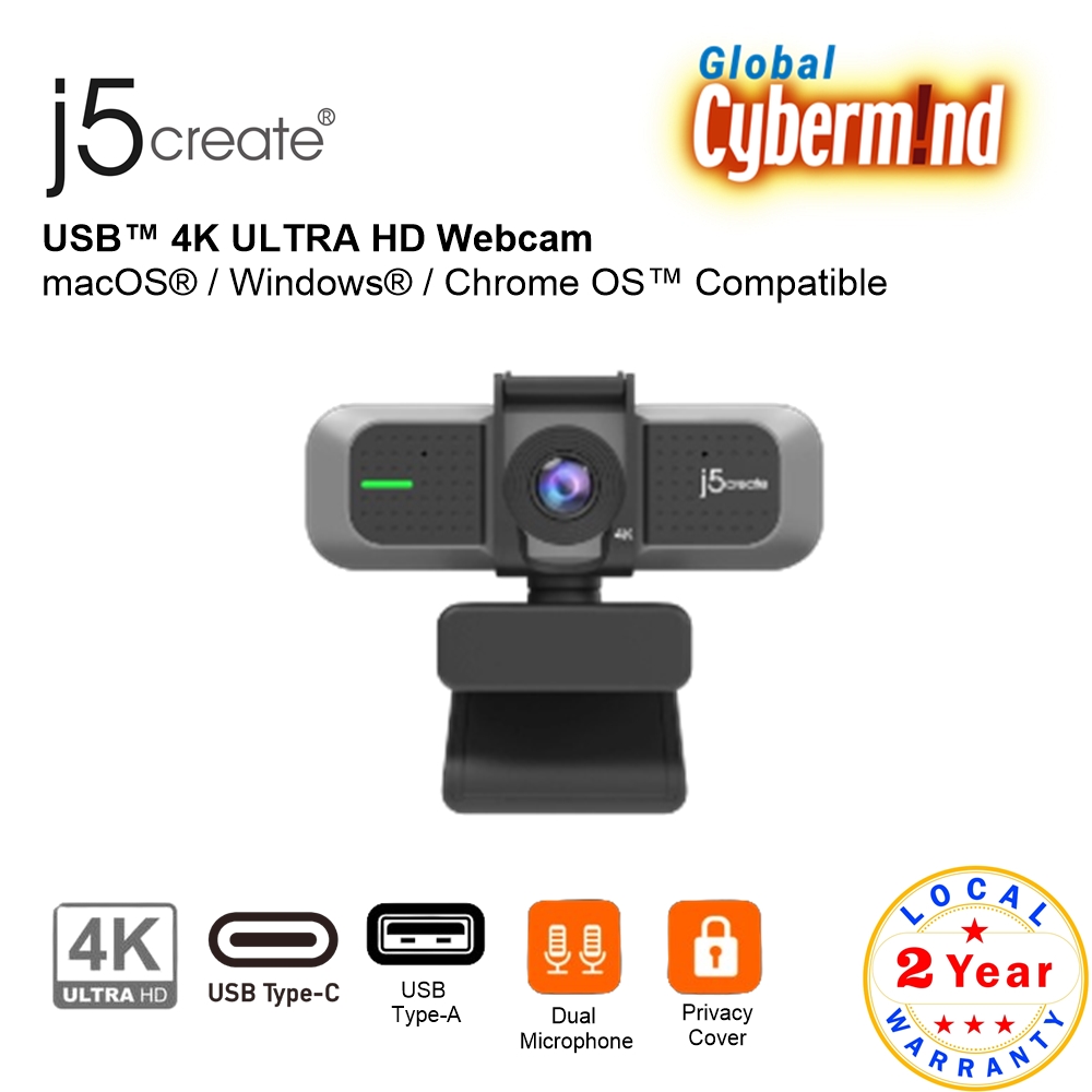 Anniversary Sale) J5CREATE JVU430 USB™ 4K ULTRA HD Webcam macOS