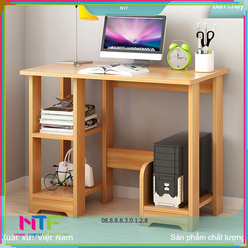 Giá Siêu Giảm Bàn máy tính gỗ, kích thước 1000x400x750, có kệ để CPU và kệ sách rộng