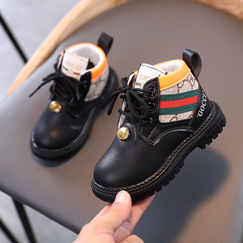 HOBIBEAR Children's boots Lace up Boys Martin boots Girls single boots Baby boots