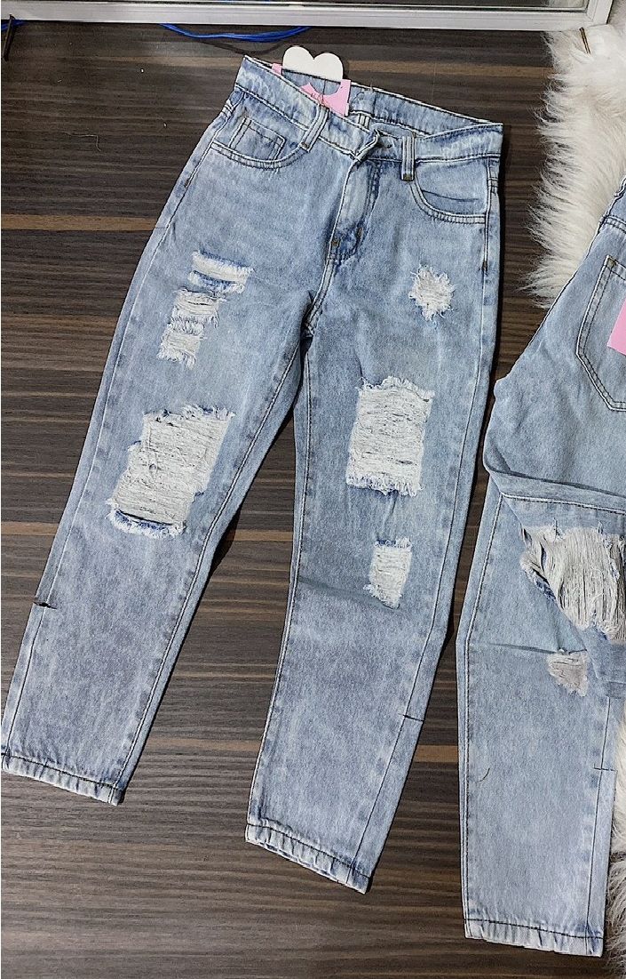 Quần jean nữ BAGGY kiểu RÁCH 3028 màu xám 3lz-16