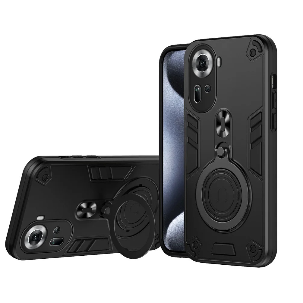 For OPPO A60 Case Shockproof Armor iron Metal Ring Kickstand Bracket Casing for For OPPO Reno 11 10 10Pro Cover Casing HP.