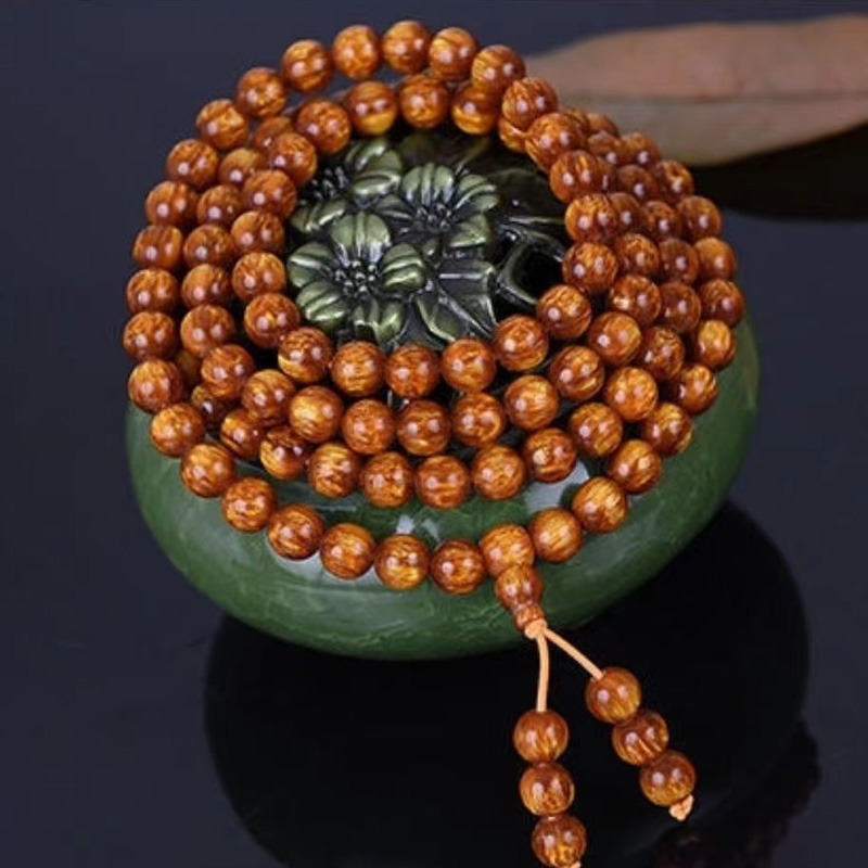 Golden silk sea willow submerged Bracelet sea willow 108 Buddha beads necklace stationery collection sea willow beads