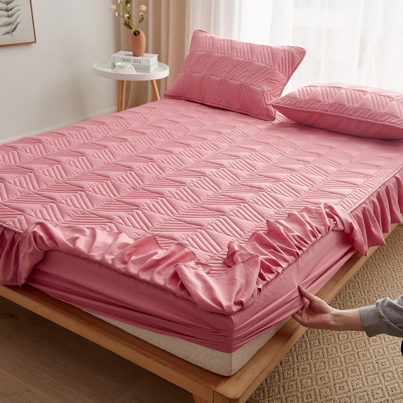 Ins Cotton Bedding Bedspread Luxury Bed Cover Lace King Ruffle Wrap Easy Fit Thicken Quilted Bed Skirt Mattress Cover Bed Decorate