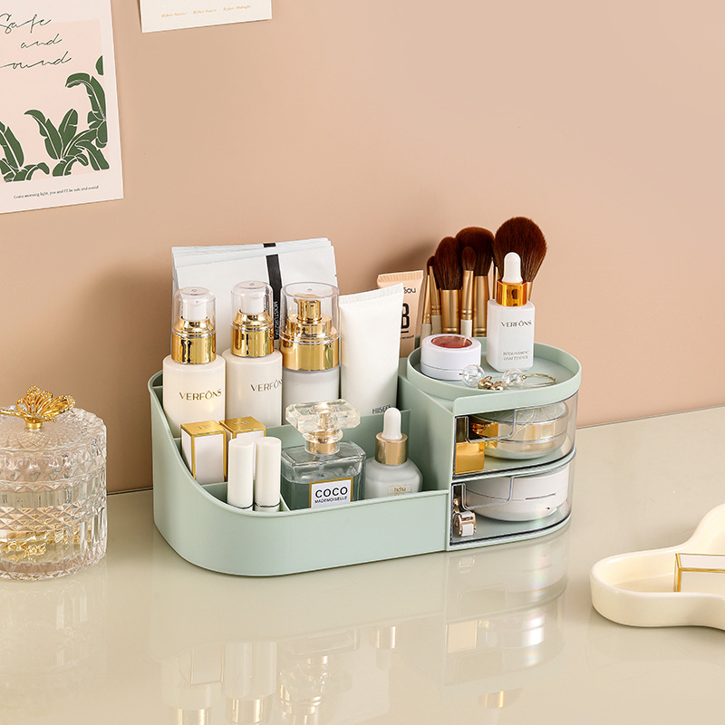 Cosmetics storage box, desktop dresser, makeup mirror, skin care product shelf, lipstick sorting box, table drawer