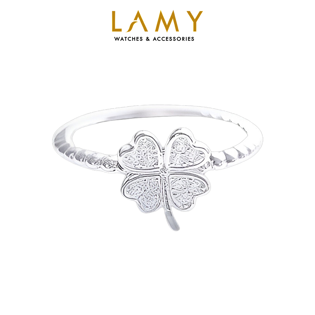 Nhẫn bạc nữ cde four-leaf clover ring silver cde8193sv - nhẫn bạc ta cao cấp