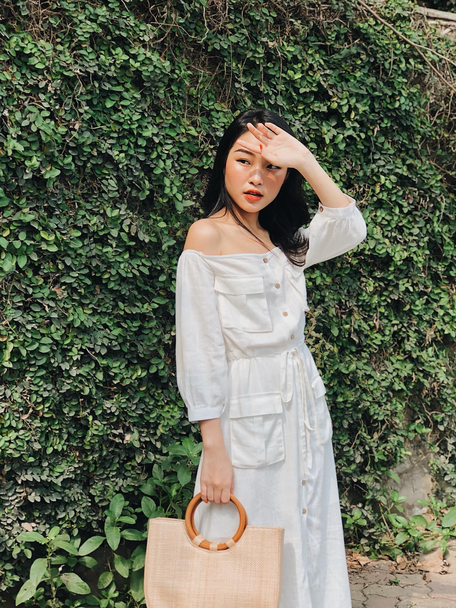 Váy liền nữ trễ vai Linen 2ND DATE ADR045W