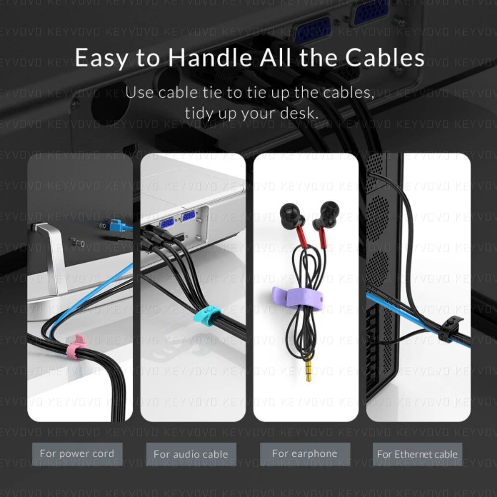 5Pcs Silicone Reusable Cable Ties Data Cable Storage Charging Cable Strap Winder Computer Cable Fixing Wire Organizer