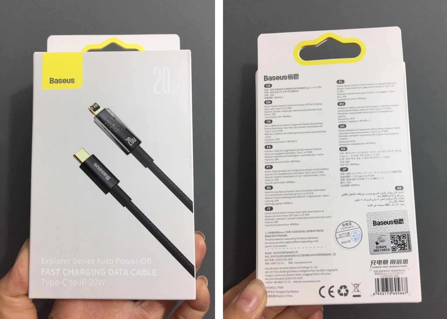 Cáp sạc iPhone PD20W tự ngắt khi đầy Baseus Explorer Series