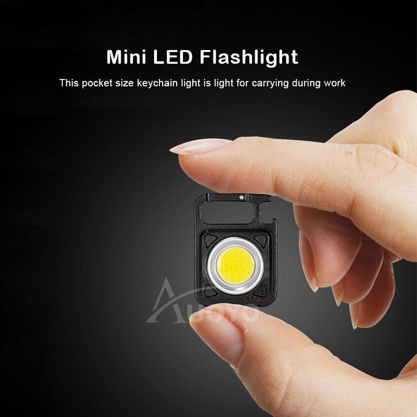 Auoyo mini Đèn LED Đèn pin sạc đa chức năng mini COB LED Đèn Led Chìa khóa Túi chuỗi đèn flash USB cho cắm trại ngoài trời ánh sáng nhỏ