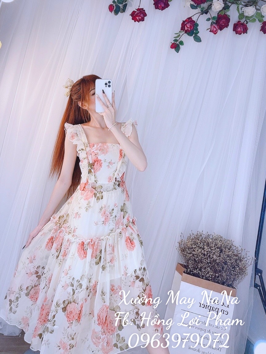 Đầm cánh tiên hoa mẫu đơn (hình thật +video)