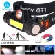 LED Headlamp Super Bright XPE+COB USB Rechargeable Built-in Battery Durable Waterproof For Outdoor Camping Fishing Head Lamp. 