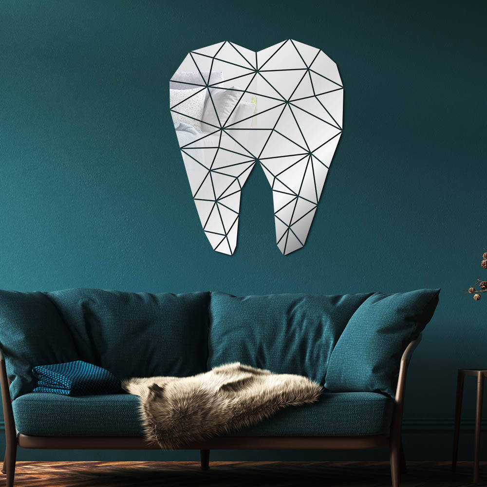 Tooth Acrylic Design 【Folio & Light】Dental Care Tooth Shaped Acrylic Mirrored Wall Stickers ...