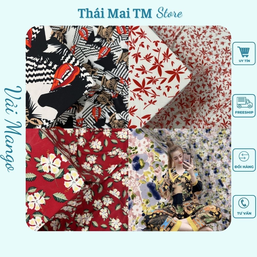 Vải mango họa tiết đẹp,May đồ bộ cực mát,TháiMaiTM