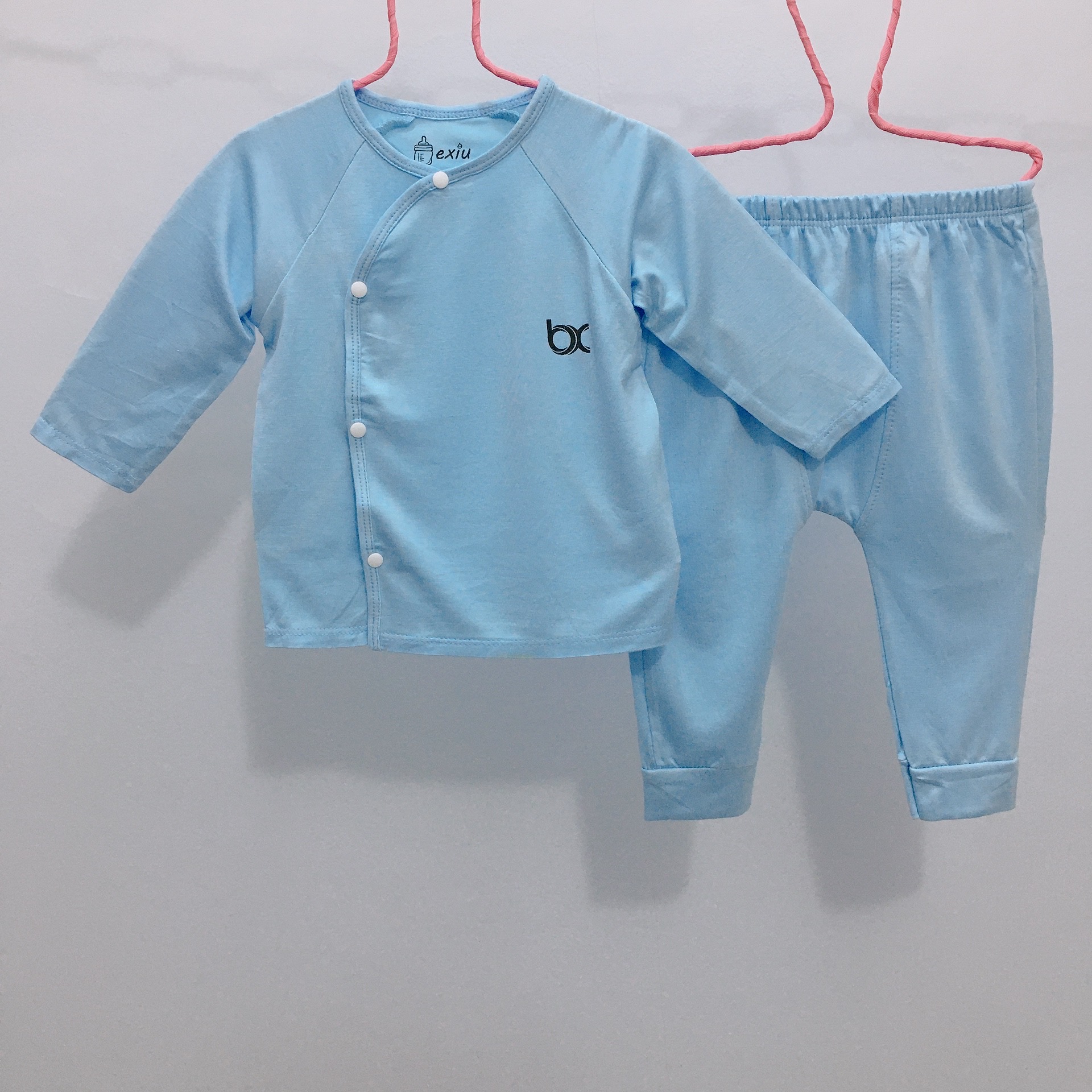 Hcmbộ dài cài lệch bexiu bx - quần áo trẻ sơ sinh thun cotton lạnh mềm - ảnh sản phẩm 6